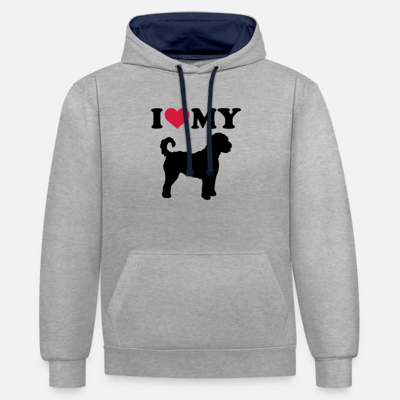 Labradoodle - Sweat à capuche contrasté - gris chiné/bleu marine