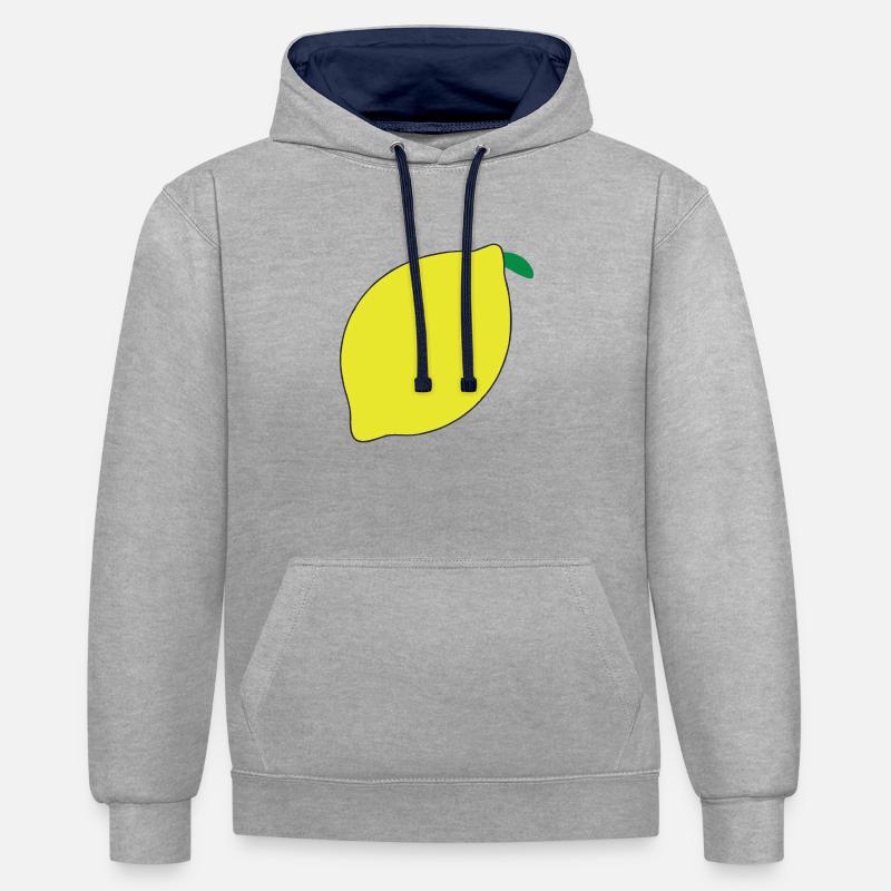 Idée cadeau d’illustration de citron - Sweat à capuche contrasté - gris chiné/bleu marine