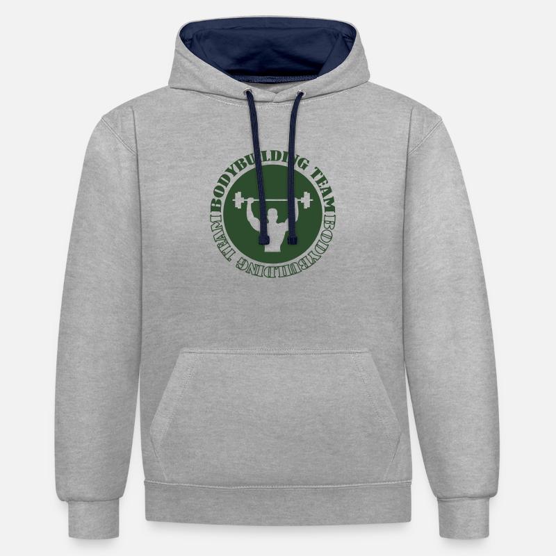 Équipe de musculation - Sweat à capuche contrasté - gris chiné/bleu marine