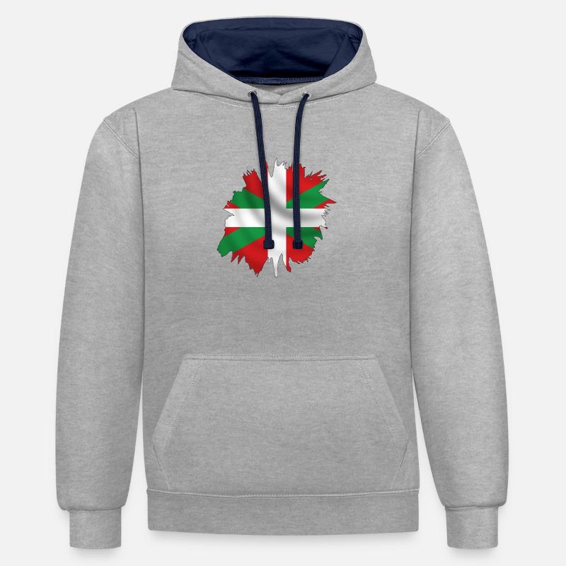 basque design - Sweat à capuche contrasté - gris chiné/bleu marine