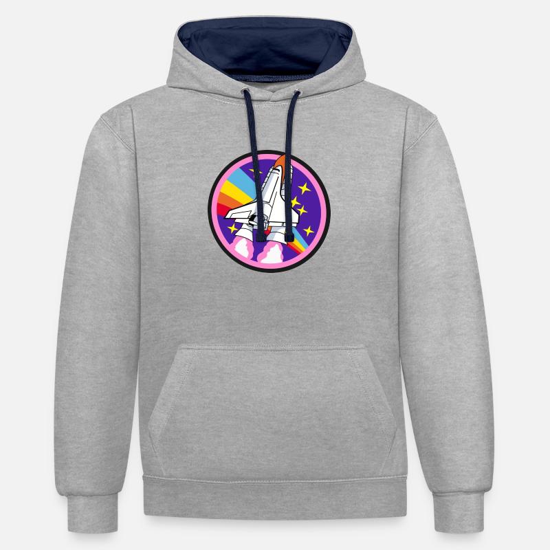 FUSÉE - Sweat à capuche contrasté - gris chiné/bleu marine