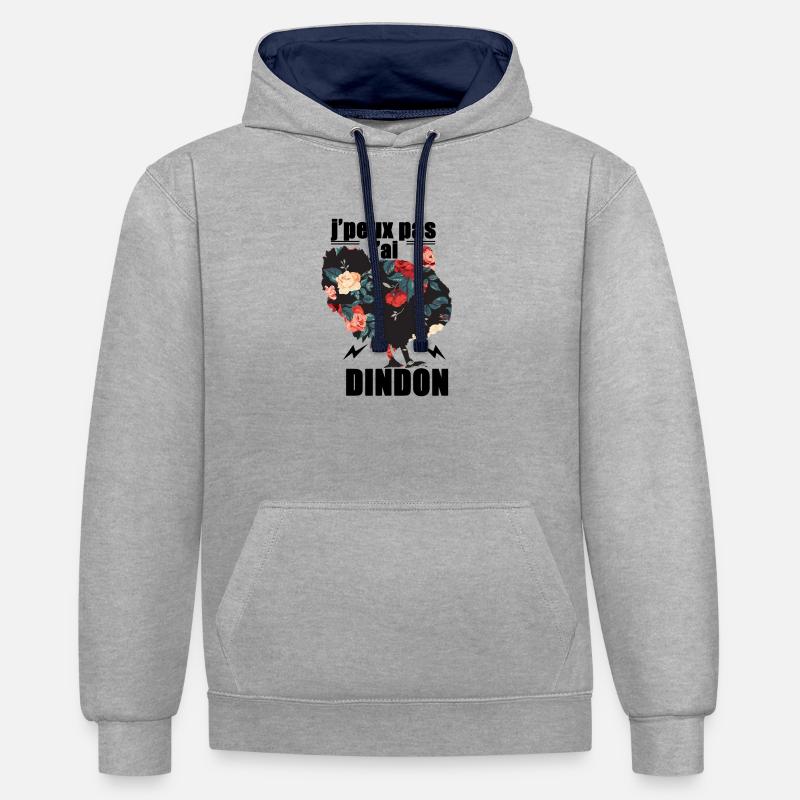 j'peux pas j'ai dindon - Sweat à capuche contrasté - gris chiné/bleu marine