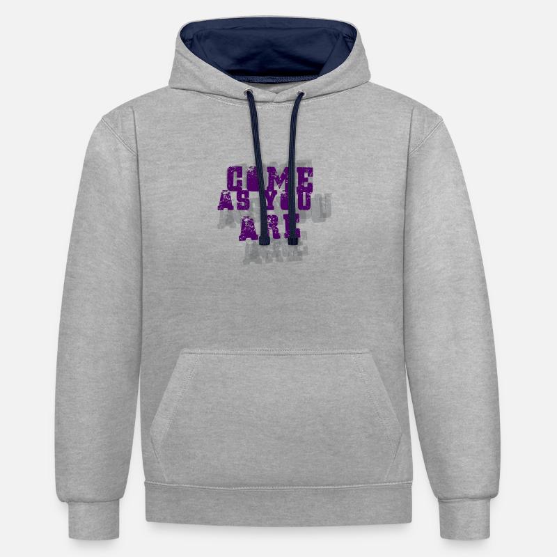 venez comme vous êtes - Sweat à capuche contrasté - gris chiné/bleu marine