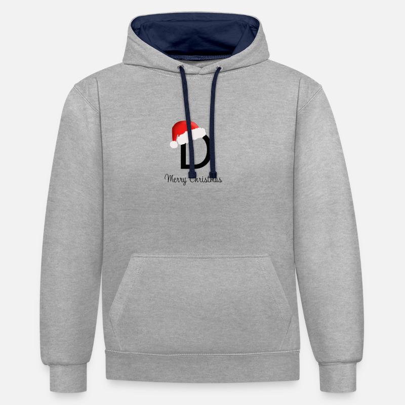 joyeux noël D - Sweat à capuche contrasté - gris chiné/bleu marine
