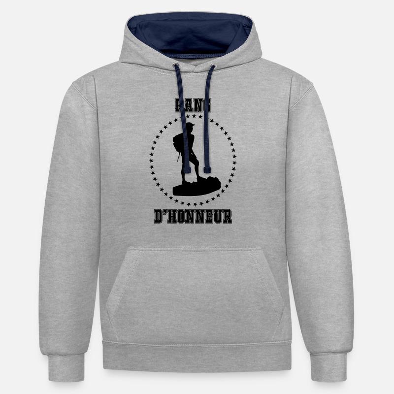 Rang d'honneur - Sweat à capuche contrasté - gris chiné/bleu marine