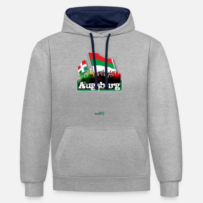 augsbourg all4one - Sweat à capuche contrasté - gris chiné/bleu marine