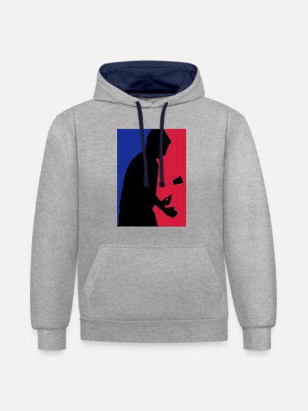 Flip Cup - Kontrast-Hoodie - Grau meliert/Navy