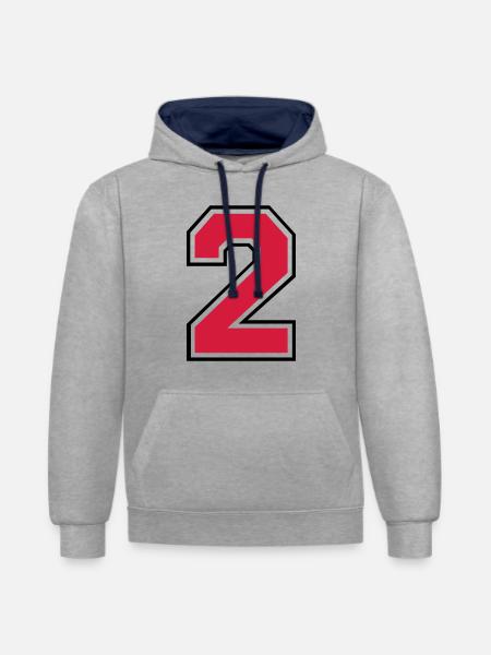 2__f2 - Kontrast-Hoodie - Grau meliert/Navy