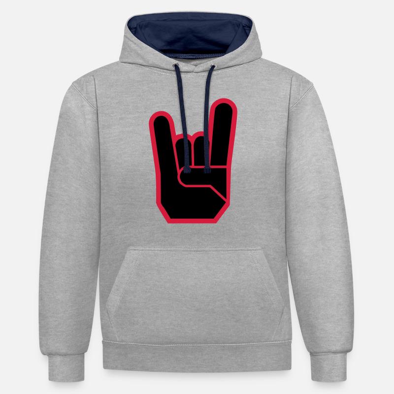 Rock Hand Pommesgabel Devilhand - Sweat à capuche contrasté - gris chiné/bleu marine