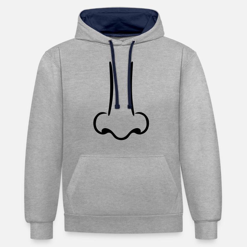 Nez - Sweat à capuche contrasté - gris chiné/bleu marine