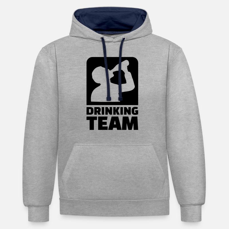 Drinking Team - Sweat à capuche contrasté - gris chiné/bleu marine