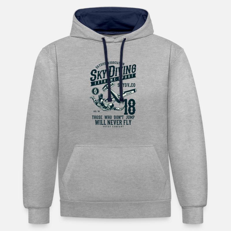 Sky Diving Fallshirm sautant - Sweat à capuche contrasté - gris chiné/bleu marine