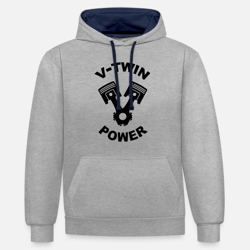 v-twin power vector design - Sweat à capuche contrasté - gris chiné/bleu marine
