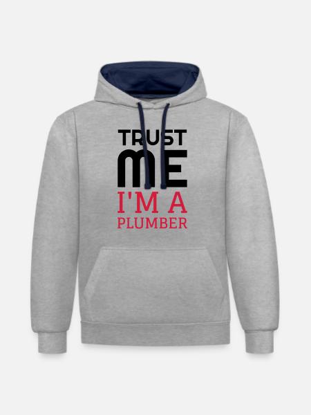 Plumber Plumbing Klempner Plombier Plomberie - Contrast hoodie - heather grey/navy