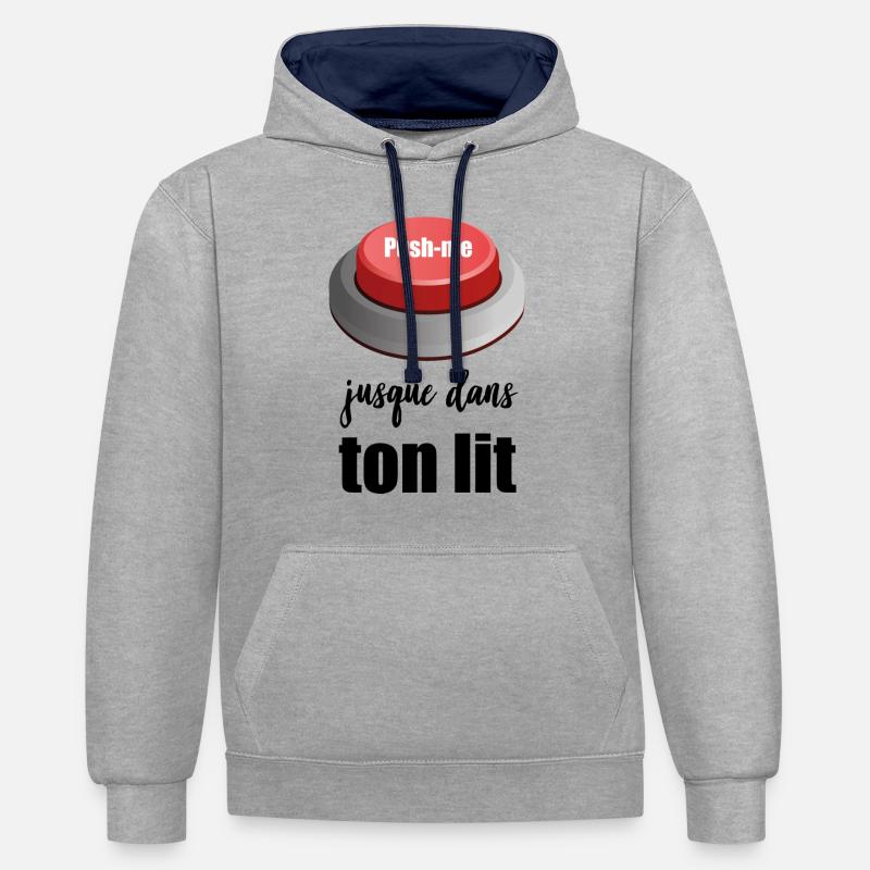 push me dans ton lit - Sweat à capuche contrasté - gris chiné/bleu marine