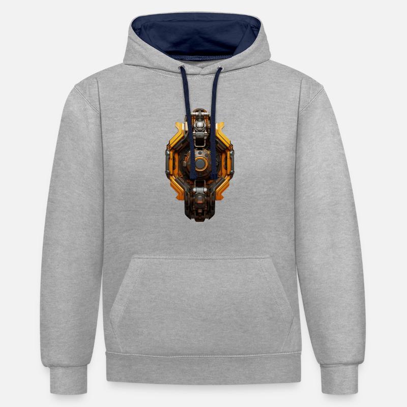 IAM A ROBOT 002 - Sweat à capuche contrasté - gris chiné/bleu marine