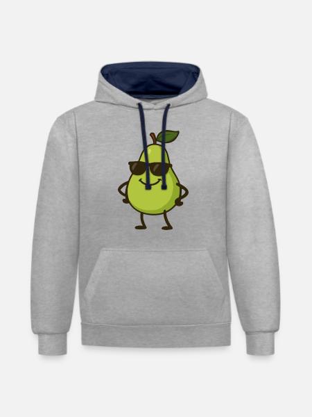 birne comic cool - Kontrast-Hoodie - Grau meliert/Navy