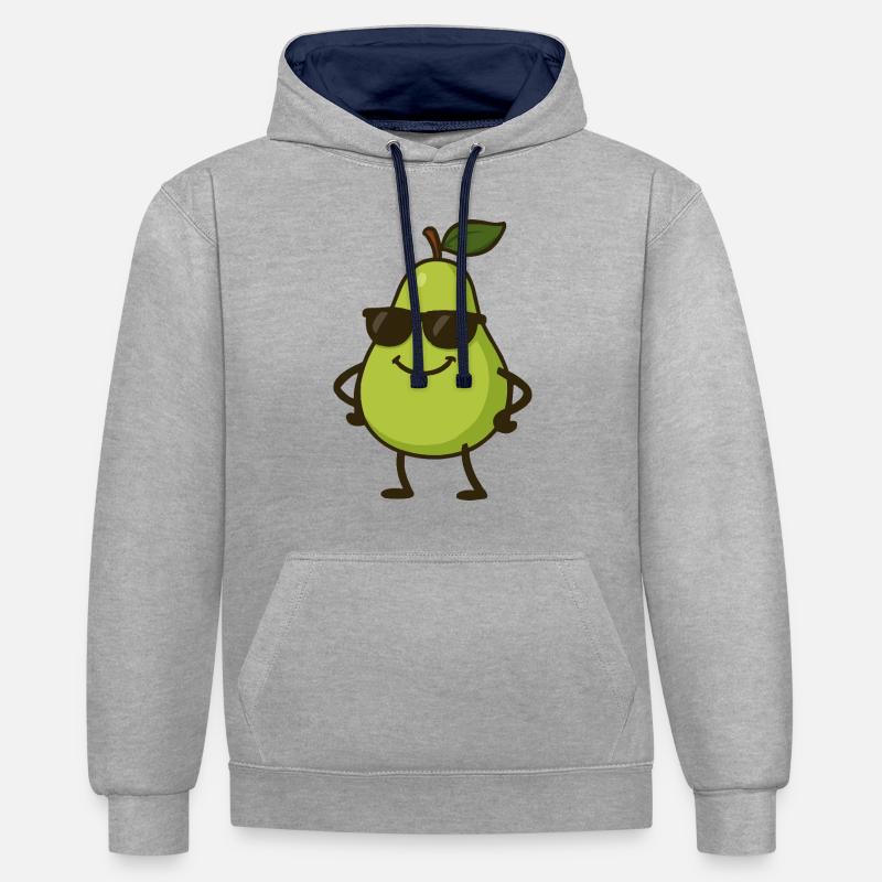 birne comic cool - Kontrast-Hoodie - Grau meliert/Navy
