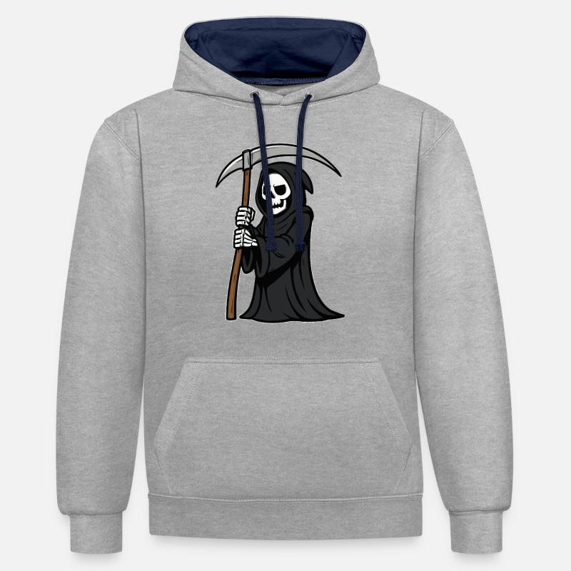 Bande dessinée Grim Reaper - Sweat à capuche contrasté - gris chiné/bleu marine
