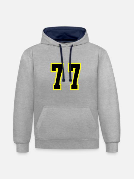 77 Number Jersey - Contrast hoodie - heather grey/navy