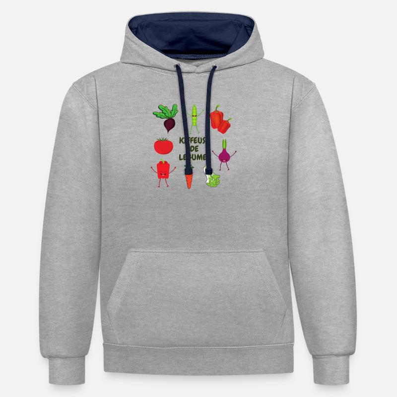KIFFEUSE DE LEGUMES - Sweat à capuche contrasté - gris chiné/bleu marine