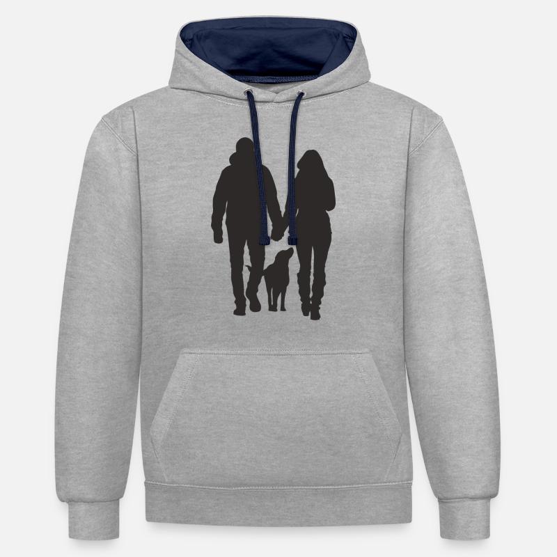 L'amour - Sweat à capuche contrasté - gris chiné/bleu marine