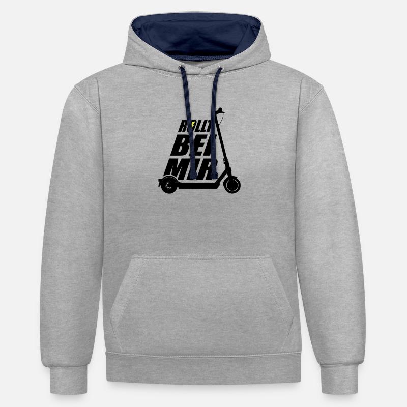 E-Scooter E-Roller Rollt bei mir - Kontrast-Hoodie - Grau meliert/Navy
