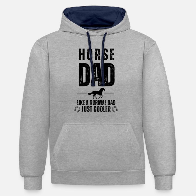 PAPA CHEVAL - Sweat à capuche contrasté - gris chiné/bleu marine