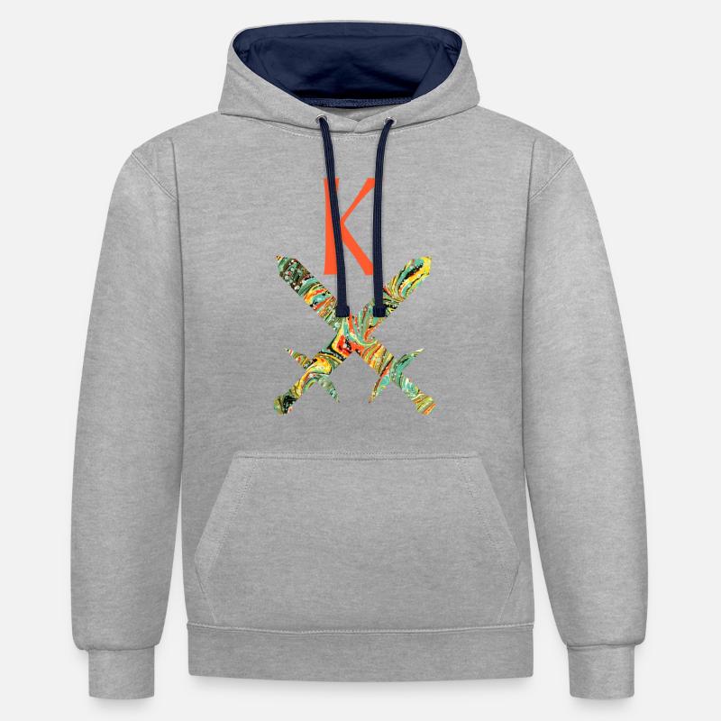 épées croisées e 200 k - Sweat à capuche contrasté - gris chiné/bleu marine