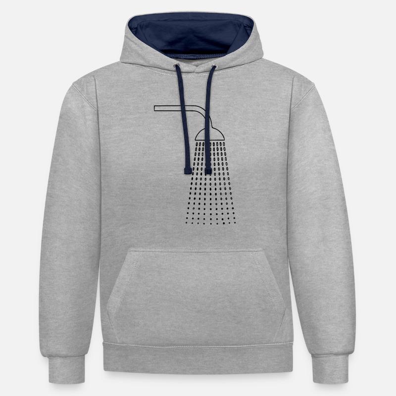 Dessins de douche - Sweat à capuche contrasté - gris chiné/bleu marine