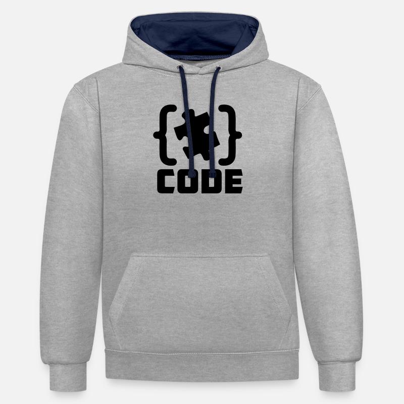 Programmierer Code-Puzzle-Lösung - Kontrast-Hoodie - Grau meliert/Navy