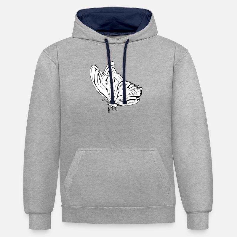 papillon vecter - Sweat à capuche contrasté - gris chiné/bleu marine