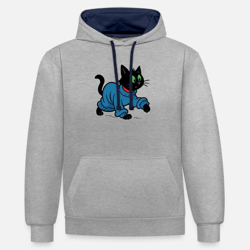 Meeko en pull oversize - Sweat à capuche contrasté - gris chiné/bleu marine