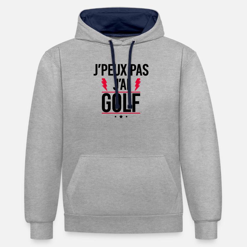 J’peux pas j’ai golf Humour Golf - Sweat à capuche contrasté - gris chiné/bleu marine
