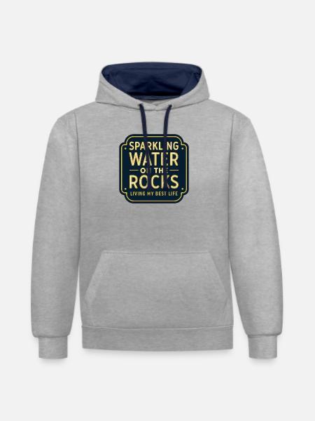Sparkling water on rocks neon - Contrast hoodie - heather grey/navy