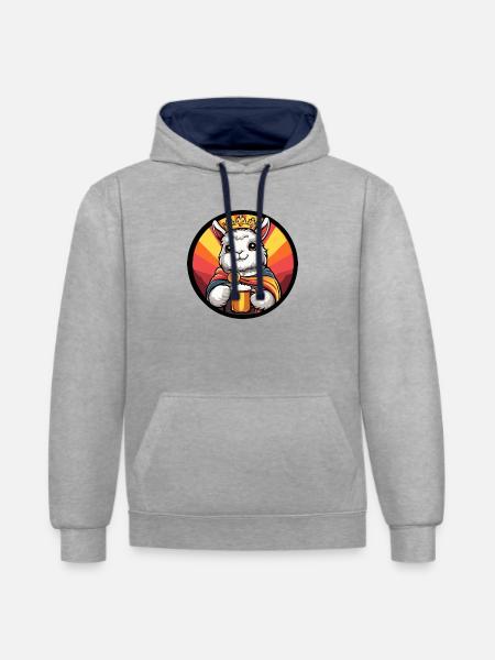 Alpaka Llama Bier Lustig - Kontrast-Hoodie - Grau meliert/Navy