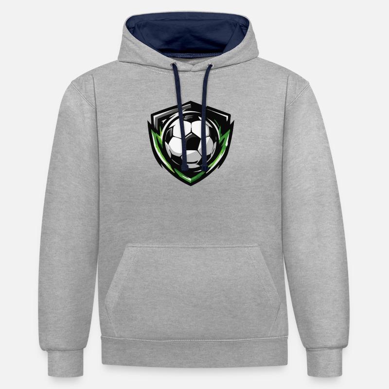 Blason de football - Sweat à capuche contrasté - gris chiné/bleu marine