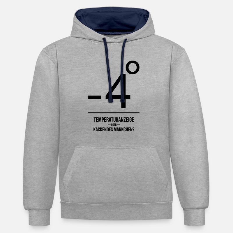 Temperatur oder kackendes Männlein? - Kontrast-Hoodie - Grau meliert/Navy