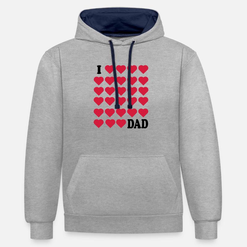 J’aime papa - Sweat à capuche contrasté - gris chiné/bleu marine