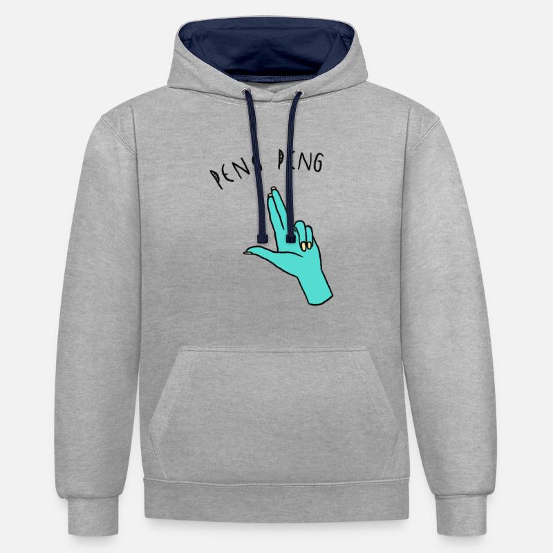 Peng Peng - main - mains - Sweat à capuche contrasté - gris chiné/bleu marine