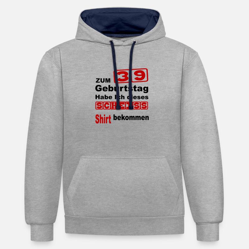 39 anniversaire - Sweat à capuche contrasté - gris chiné/bleu marine