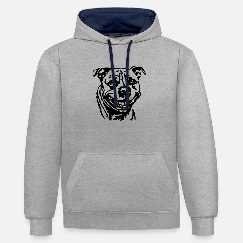 staffbull - Sweat à capuche contrasté - gris chiné/bleu marine