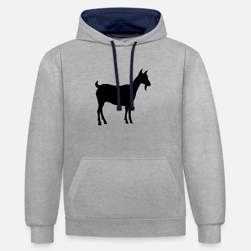 ziege - Sweat à capuche contrasté - gris chiné/bleu marine