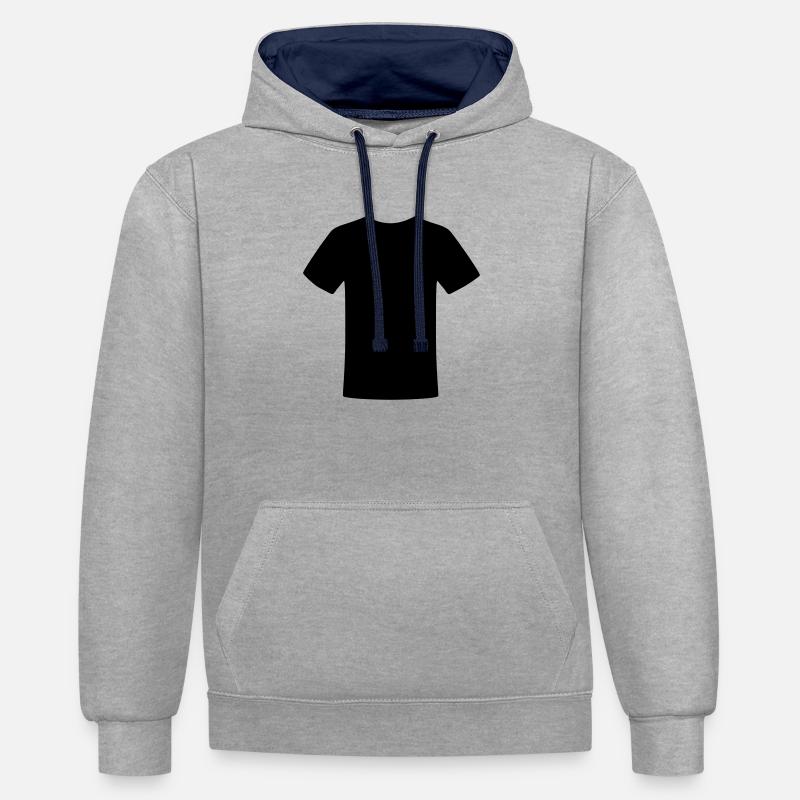 T-Shirt - Sweat à capuche contrasté - gris chiné/bleu marine