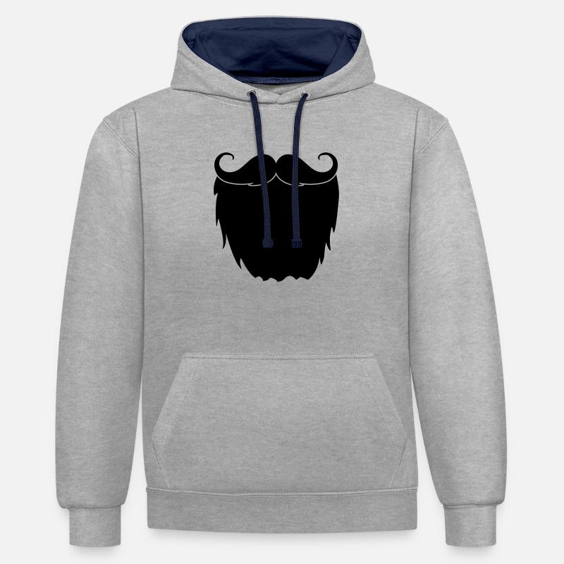 vollbart - Kontrast-Hoodie - Grau meliert/Navy
