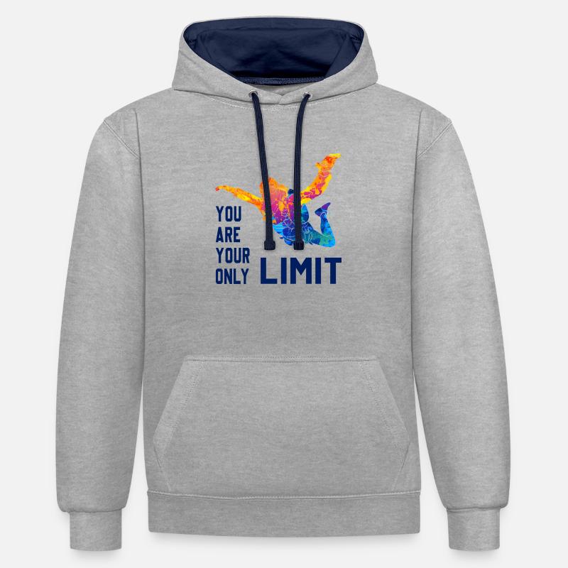 Skydive parachutiste Skydiver Chute libre - Sweat à capuche contrasté - gris chiné/bleu marine