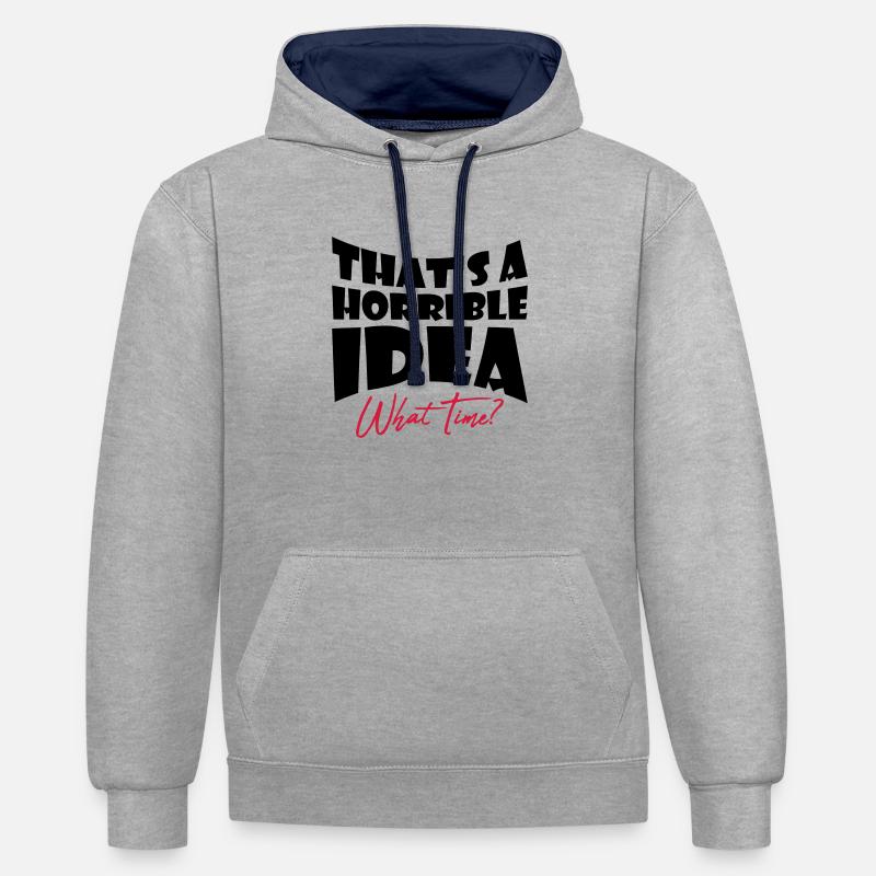 C’est une idée horrible - Sweat à capuche contrasté - gris chiné/bleu marine