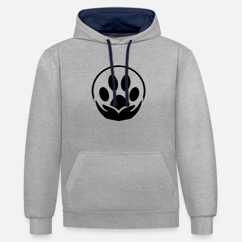 Hund Chien - Sweat à capuche contrasté - gris chiné/bleu marine