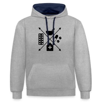 Apotheke - Kontrast-Hoodie - Grau meliert/Navy - Vorne - Liana (172cm) & Jaron (178cm)