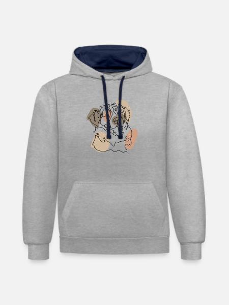 BERNESE - Contrast hoodie - heather grey/navy